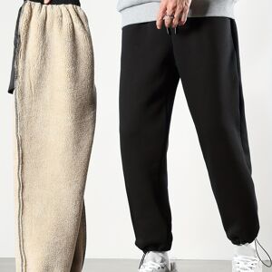 Temu Men's Warm Fleece Joggers, Casual Stretch Sports Pants For Fall Winter Black M(32)