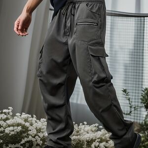 Temu Plus Size Men's Cargo Trousers, Comfy Trendy Cargo Pants Khaki 6XL(54-56)