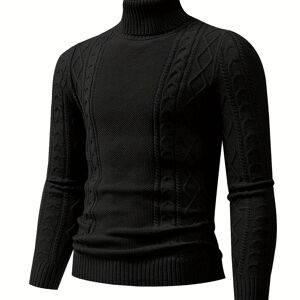 Temu Men's Plain Turtleneck Sweater, Trendy High Stretch Fashion Comfy Thermal Tops Coffee M(38)