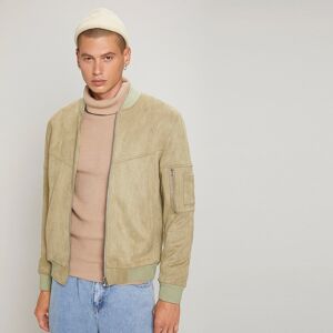 SHEIN Men Patched Detail Zip Up Suedette Bomber Jacket Khaki L,M,S,XL,XS,XXL,XXS,XXXL,XXXXL Men