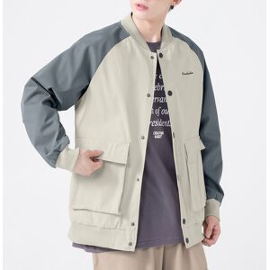 SHEIN Men Letter Embroidery Raglan Sleeve Two Tone Bomber Jacket Without Top Khaki L,M,S,XL Men