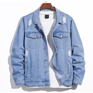 SHEIN Men Ripped Dual Pocket Denim Jacket Without Tee Light Wash L,M,S,XL,XXL Men