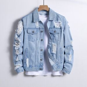 SHEIN Men Cotton Ripped Flap Pocket Denim Jacket Without Tee Light Wash L,M,S,XL,XS,XXL Men