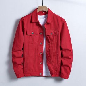 SHEIN Men Cotton Flap Pocket Denim Jacket Without Tee Red L,M,S,XL,XS,XXL Men