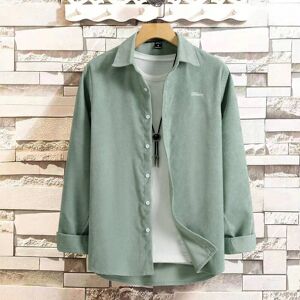 SHEIN Men Letter Embroidery Button Front Corduroy Shirt Without Tee Green L,M,S,XL,XXL Men