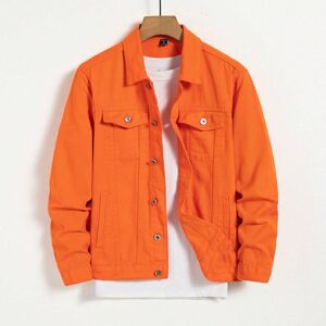 SHEIN Men Cotton Flap Pocket Denim Jacket Without Tee Orange L,M,S,XL,XS,XXL Men