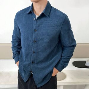 SHEIN Loose Fit Men's Solid Corduroy Button Up Shirt Dusty Blue L,M,S,XL,XS,XXL,XXS,XXXL,XXXXL Men