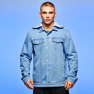 SHEIN Men Flap Detail Hooded Denim Jacket Blue L,M,S,XL,XXL Men