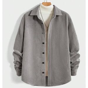 SHEIN Men Solid Button Front Corduroy Shirt Without Sweater Grey L,M,S,XL,XS,XXL,XXS,XXXL,XXXXL Men