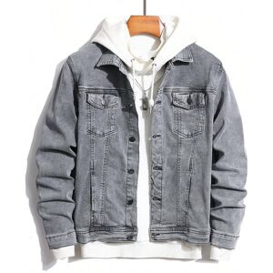 SHEIN Men Flap Pocket Denim Jacket Without Hoodie Light Grey L,M,S,XL,XXL Men