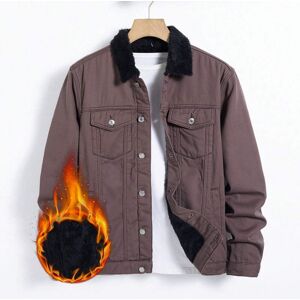 SHEIN Men Borg Collar Thermal Lined Denim Jacket Without Tee Coffee Brown L,M,S,XL,XS,XXL Men