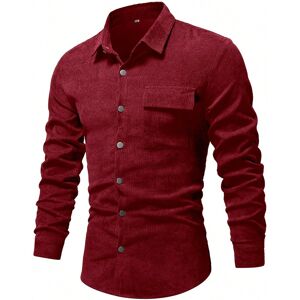 SHEIN Solid Color Corduroy Shirt Burgundy L,M,S,XL,XXL Men