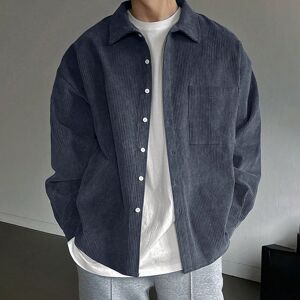 SHEIN Men's Solid Color Casual Corduroy Shirt Dusty Blue L,M,S,XL Men