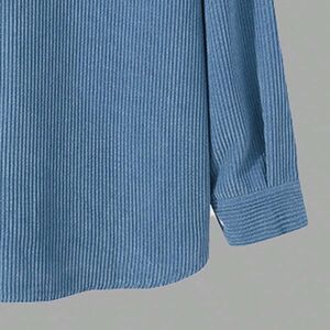SHEIN Men's Solid Color Corduroy Casual Shirt Blue L,M,XL,XXL,XXXL Men