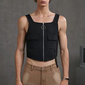 SHEIN Men's Zipper Closure Woven Casual Vest Black L,M,S,XL,XS,XXL,XXS,XXXL,XXXXL Men