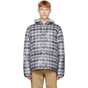 Thom Browne Gray Check Down Jacket  - 035 MED GREY - Size: 2 - male