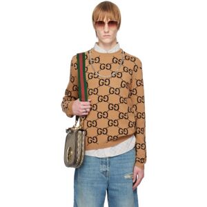 Gucci Tan GG Sweater  - 2075 Camel/Black - Size: Medium - male