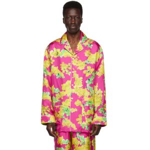 Versace Underwear Pink Floral Pyjama Shirt  - 5P010 Fuxia+Multicol - Size: Extra Large - male