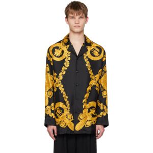 Versace Underwear Black Maschera Baroque Pyjama Shirt  - 5B000 Black+Gold - Size: Extra Small - male