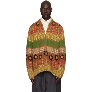 ZEGNA x The Elder Statesman Multicolor Zip Bomber Jacket  - 116 VICUNA, YELLOW G - Size: Medium - male