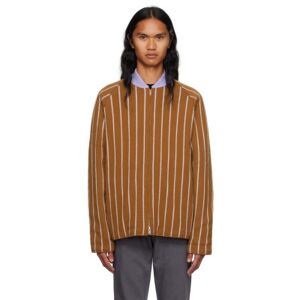ZEGNA x The Elder Statesman Brown Striped Bomber Jacket  - 152 VICUNA AND LILAC - Size: Medium - male
