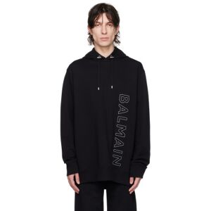 Balmain Black Embossed Hoodie  - EBP NOIR/GRIS - Size: Medium - male