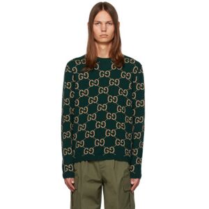 Gucci Green GG Sweater  - 3235 Green/Camel - Size: Medium - male