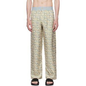 Versace Underwear Blue & Off-White Allover Pyjama Pants  - 5V510-Light Blue+Ivo - Size: Large - male