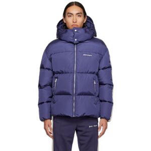 Palm Angels Blue Embroidered Down Jacket  - NAVY BLUE WHITE - Size: Extra Small - male