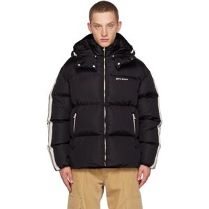 Palm Angels Black Striped Down Jacket  - BLACK WHITE - Size: 2X-Small - male