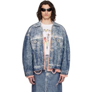 doublet Blue Acid Wash Denim Jacket  - INDIGO - Size: Medium - male