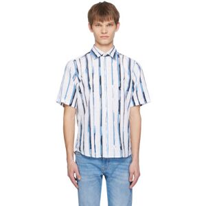 Boss White & Blue Printed Shirt  - 100-White - Size: Medium - male