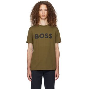 Boss Khaki Printed T-Shirt  - Open Green 368 - Size: Small - male