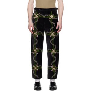 Bode Black Rosemallow Trousers  - BKMLT BLACK MULTI - Size: WAIST US 36 - male