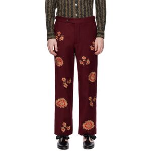 Bode Burgundy Rococo Trousers  - MNMLT MAROON MULTI - Size: WAIST US 34 - male