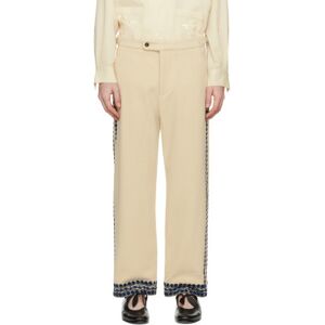 Bode Off-White & Navy Caracalla Vine Trousers  - WTBLU WHITE BLUE - Size: WAIST US 32 - male