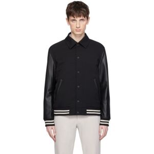 Theory Black Spread Collar Bomber Jacket  - BLACK - Size: Extra Small - male