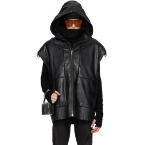 Rick Owens Black Sleeveless Leather Hoodie  - 09 BLACK - Size: IT 50 - male