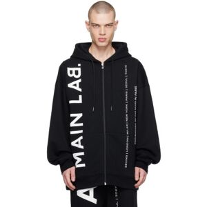 Balmain Black Zipped Hoodie  - EAB NOIR/BLANC - Size: Large - male