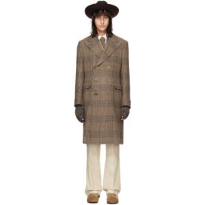 Ralph Lauren Purple Label Brown Plaid Coat  - TAUPE/BROWN MULTI - Size: UK 40 UK - male