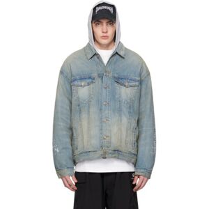 Balenciaga Blue Hooded Denim Jacket  - BLONDE RING - Size: 3 - male