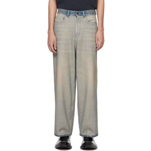 Balenciaga Beige & Indigo Faded Jeans  - 4209 INSIDE OUT - Size: Extra Large - male