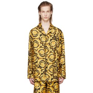 Versace Underwear Black & Yellow Barocco Pyjama Shirt  - 5B000-Black+Gold - Size: 4 - male