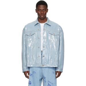 VETEMENTS Blue Sequinned Denim Jacket  - BLUE - Size: Large - male