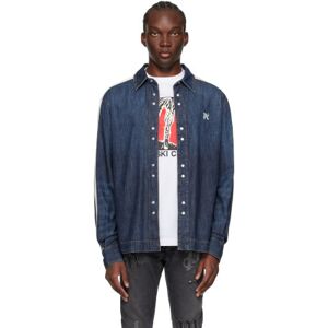 Palm Angels Blue Monogram Track Denim Jacket  - BLUE OFF - Size: Extra Large - male