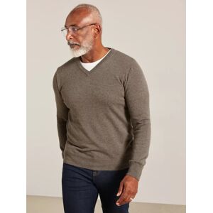 John Lewis Made in Italy Cashmere V-Neck Jumper - Oatmeal - Male - Size: M