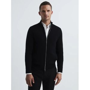 Reiss Hampshire Long Sleeve Merino Zip Jacket - Black - Male - Size: XS