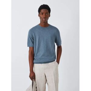 John Lewis Cotton Linen Knit T-Shirt - China Blue - Male - Size: M