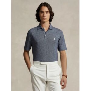Polo Ralph Lauren Linen Blend Polo Top, Grey - Spring Navy Hthr - Male - Size: M