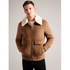 Ted Baker Aruncus Wool Bomber Jacket, Brown Tan - Brown Tan - Male - Size: XS